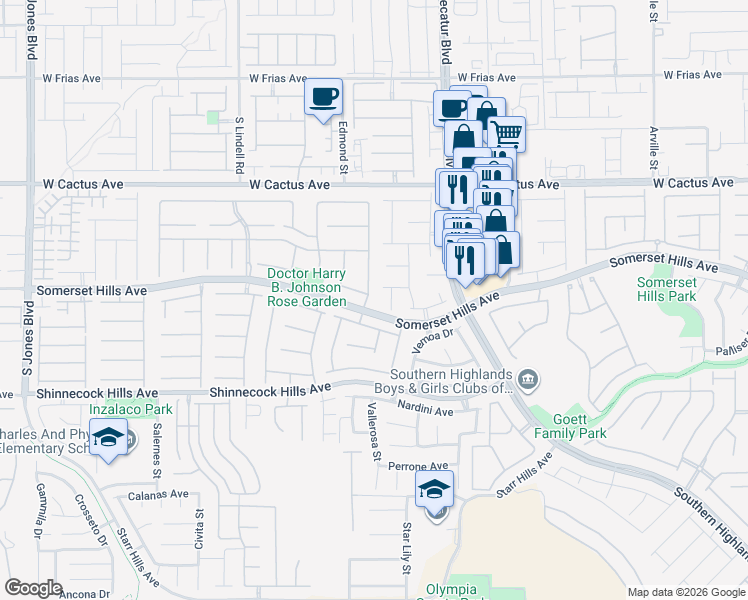 map of restaurants, bars, coffee shops, grocery stores, and more near 10688 San Sicily Street in Las Vegas