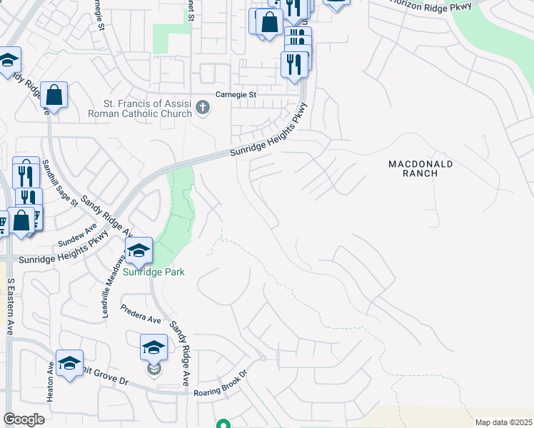 map of restaurants, bars, coffee shops, grocery stores, and more near 917 Vegas View Drive in Henderson