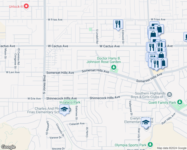 map of restaurants, bars, coffee shops, grocery stores, and more near 5549 Casa Maria Avenue in Las Vegas
