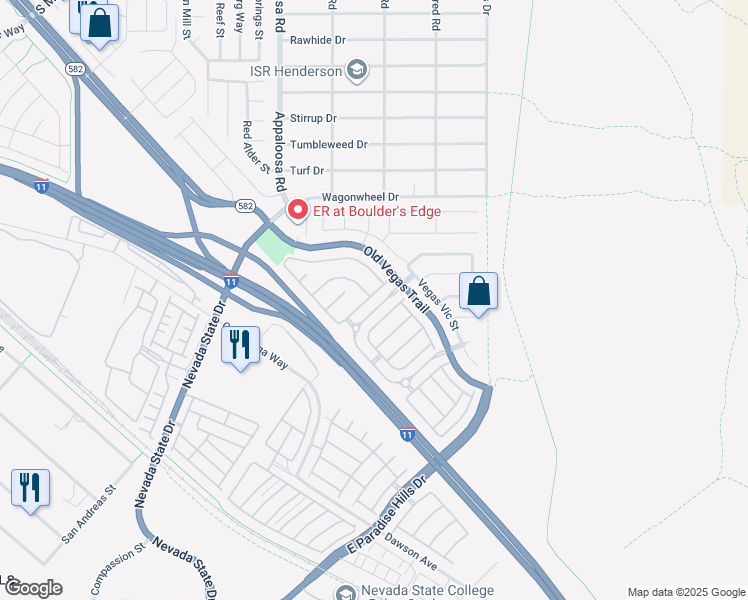 map of restaurants, bars, coffee shops, grocery stores, and more near 1543 Broken Bell Lane in Henderson