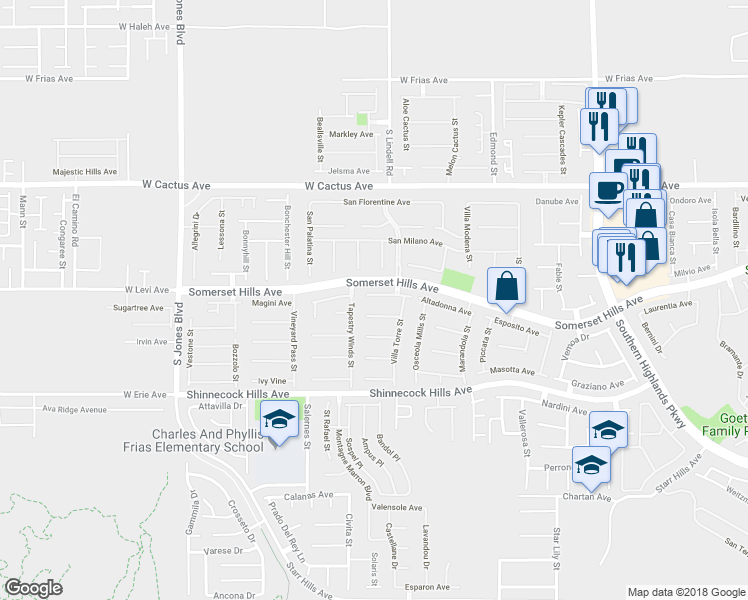 map of restaurants, bars, coffee shops, grocery stores, and more near 5549 Casa Maria Avenue in Las Vegas