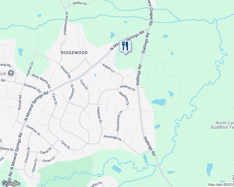 map of restaurants, bars, coffee shops, grocery stores, and more near 4304 Marbrey Drive in Durham