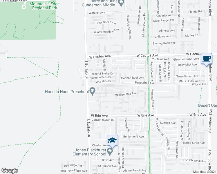 map of restaurants, bars, coffee shops, grocery stores, and more near 7616 Eastham Bay Avenue in Las Vegas