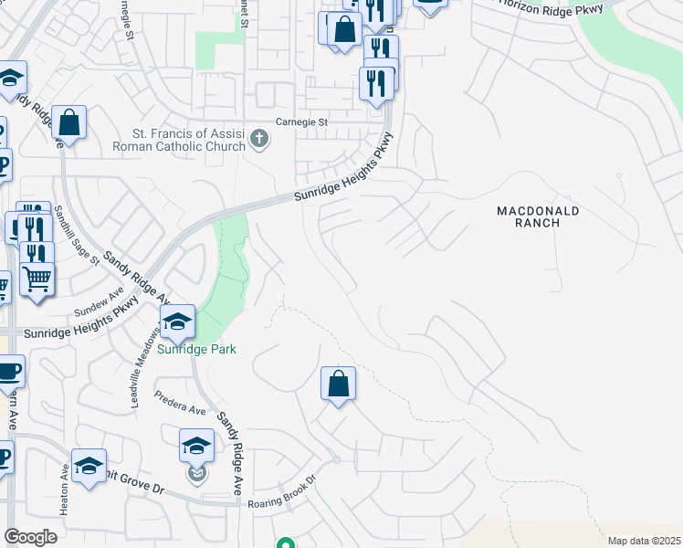 map of restaurants, bars, coffee shops, grocery stores, and more near 917 Vegas View Drive in Henderson