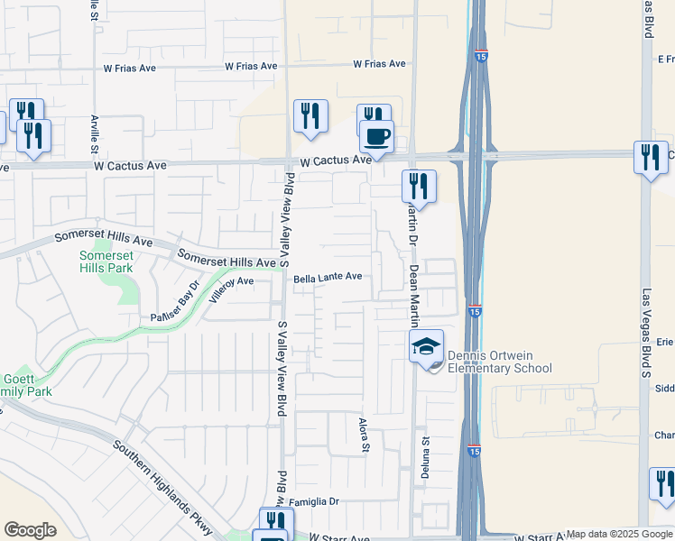 map of restaurants, bars, coffee shops, grocery stores, and more near 3564 Bella Lante Avenue in Las Vegas