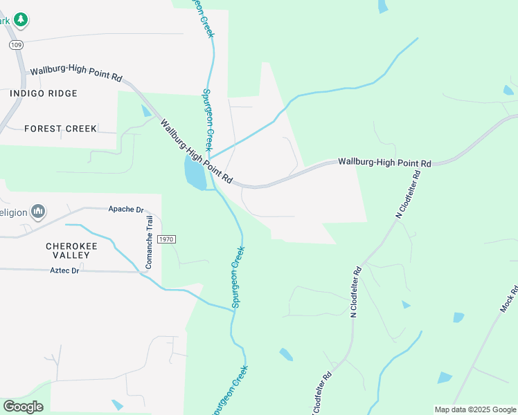 map of restaurants, bars, coffee shops, grocery stores, and more near 209 Creekside Drive in High Point