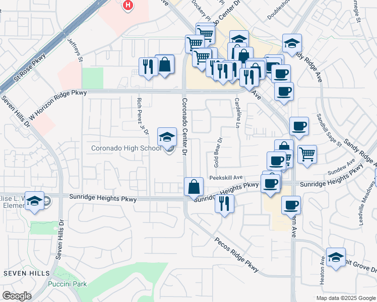 map of restaurants, bars, coffee shops, grocery stores, and more near 961 Wagner Valley Street in Henderson