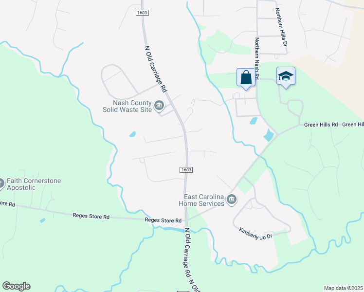 map of restaurants, bars, coffee shops, grocery stores, and more near 3326 Oak Leaf Drive in Rocky Mount