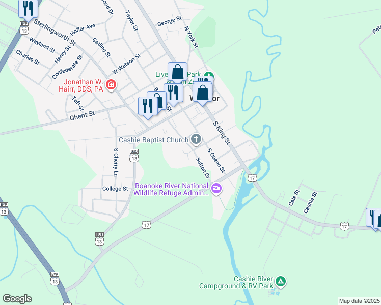 map of restaurants, bars, coffee shops, grocery stores, and more near 241 Sutton Drive in Windsor