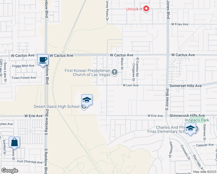 map of restaurants, bars, coffee shops, grocery stores, and more near 6487 West Levi Avenue in Las Vegas