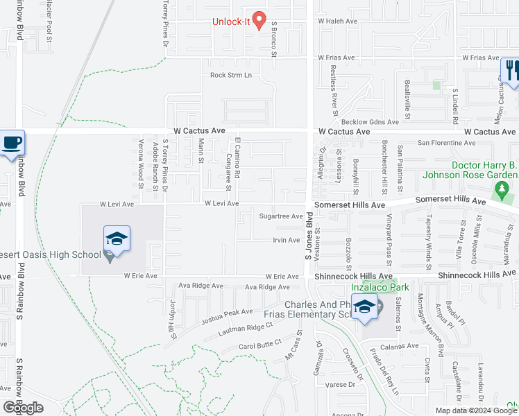 map of restaurants, bars, coffee shops, grocery stores, and more near 6245 West Levi Avenue in Las Vegas