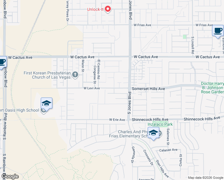 map of restaurants, bars, coffee shops, grocery stores, and more near 6213 West Levi Avenue in Las Vegas