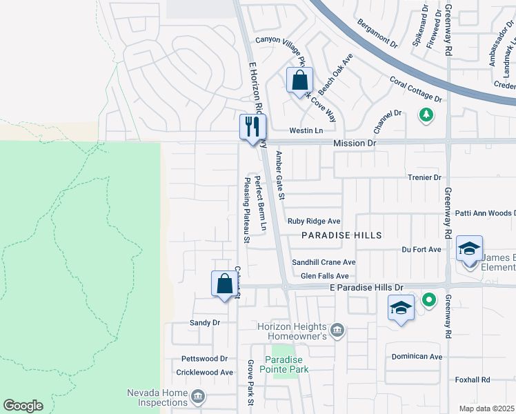 map of restaurants, bars, coffee shops, grocery stores, and more near 1007 Perfect Berm Lane in Henderson
