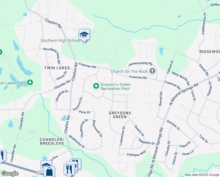 map of restaurants, bars, coffee shops, grocery stores, and more near 907 Obsidian Way in Durham