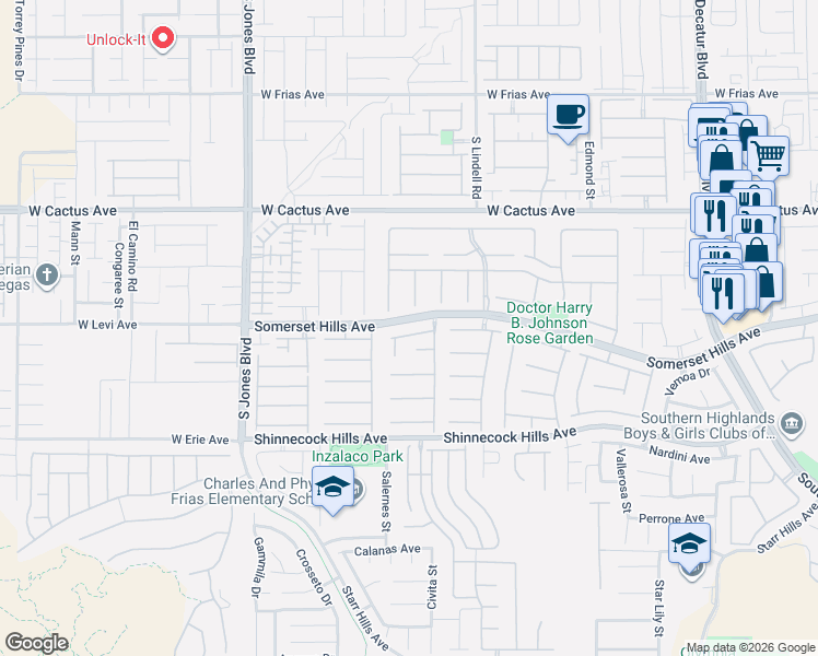 map of restaurants, bars, coffee shops, grocery stores, and more near 10676 San Palatina Street in Las Vegas