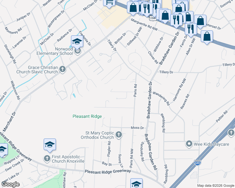 map of restaurants, bars, coffee shops, grocery stores, and more near 5213 Northside Drive in Knoxville