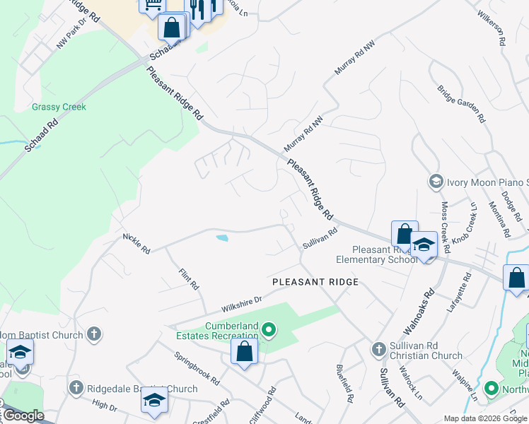 map of restaurants, bars, coffee shops, grocery stores, and more near 2354 Wadsworth Drive in Knoxville