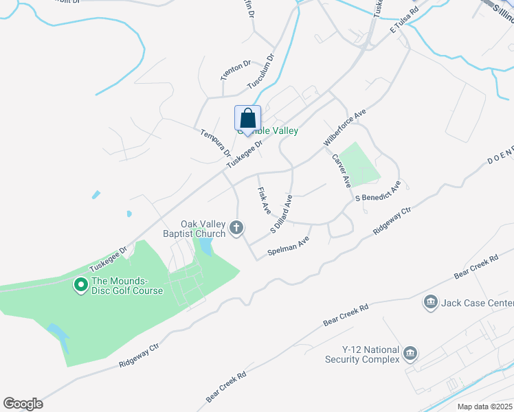 map of restaurants, bars, coffee shops, grocery stores, and more near 210 Fisk Avenue in Oak Ridge