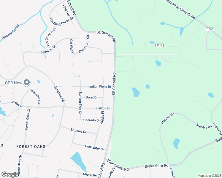 map of restaurants, bars, coffee shops, grocery stores, and more near 3800 Southeast School Road in Greensboro