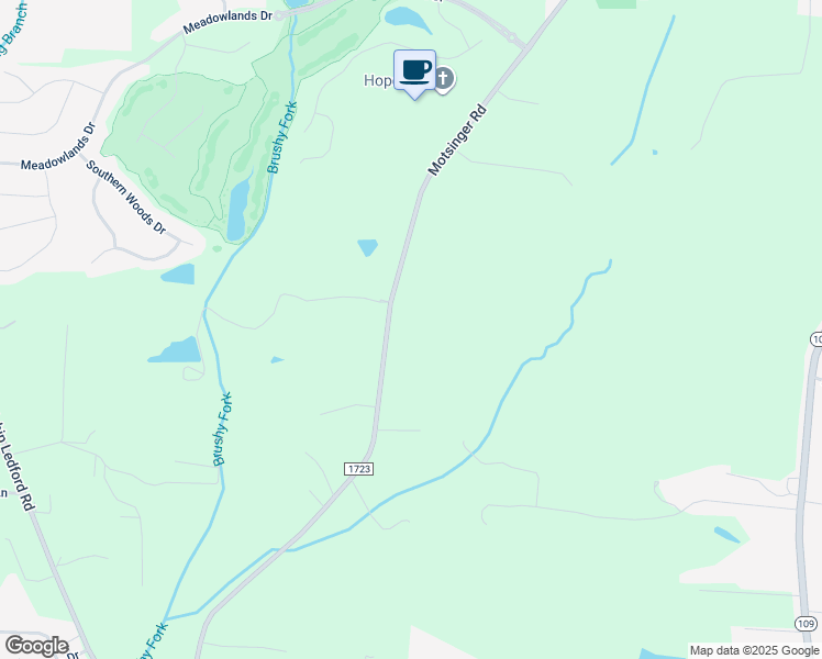map of restaurants, bars, coffee shops, grocery stores, and more near 1297 Motsinger Road in Winston-Salem
