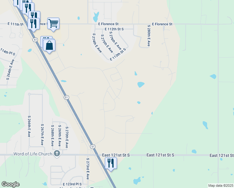 map of restaurants, bars, coffee shops, grocery stores, and more near 11805 Lone Oak Road in Coweta