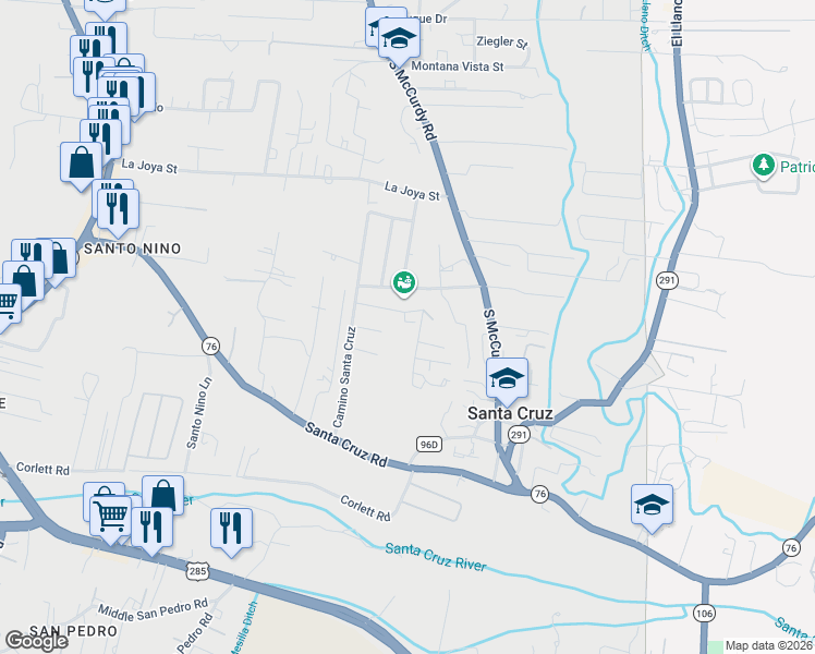 map of restaurants, bars, coffee shops, grocery stores, and more near 425 Bobcat Lane in Española