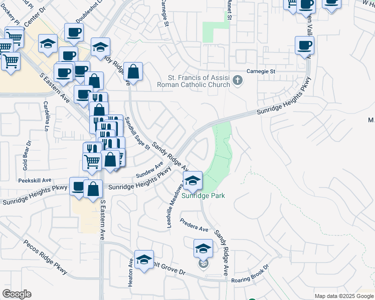 map of restaurants, bars, coffee shops, grocery stores, and more near 871 Rainbolt Lane in Henderson