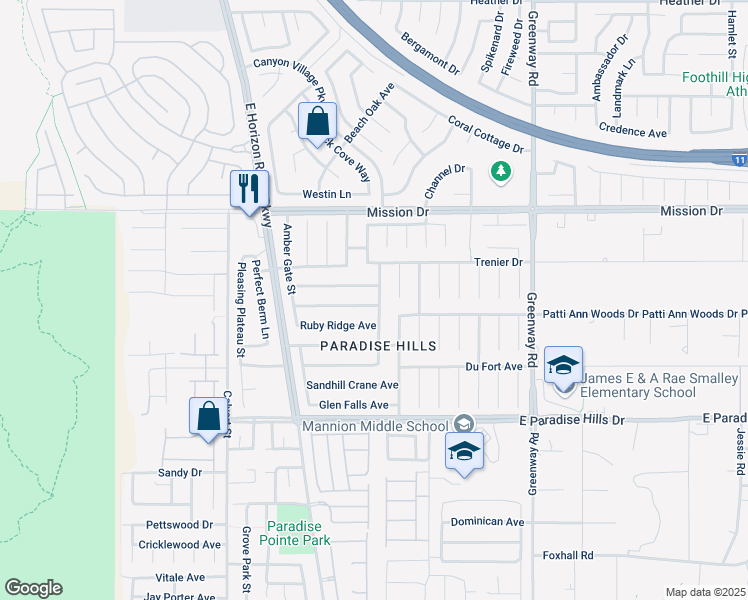map of restaurants, bars, coffee shops, grocery stores, and more near 194 Emerald Mountain Avenue in Henderson