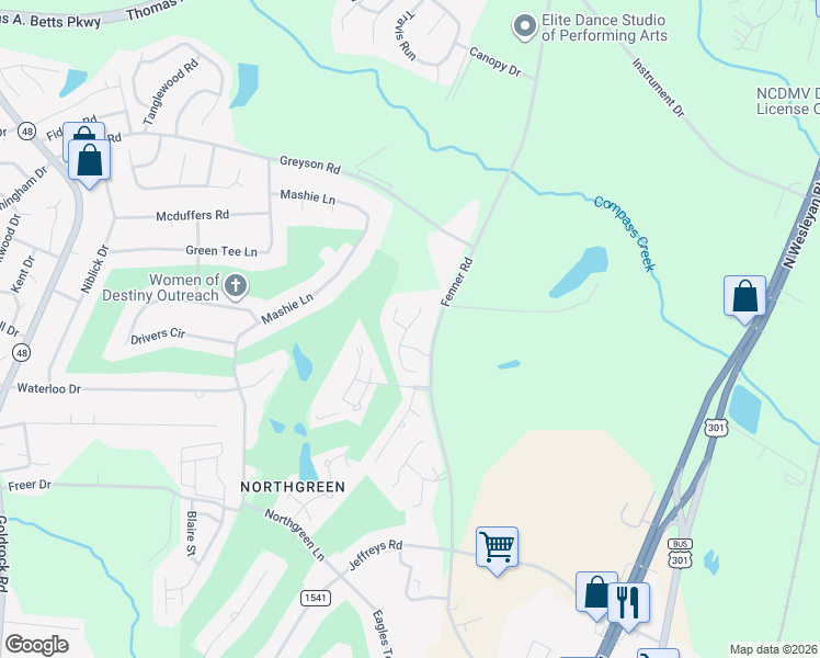 map of restaurants, bars, coffee shops, grocery stores, and more near 241 Browning Lane in Rocky Mount