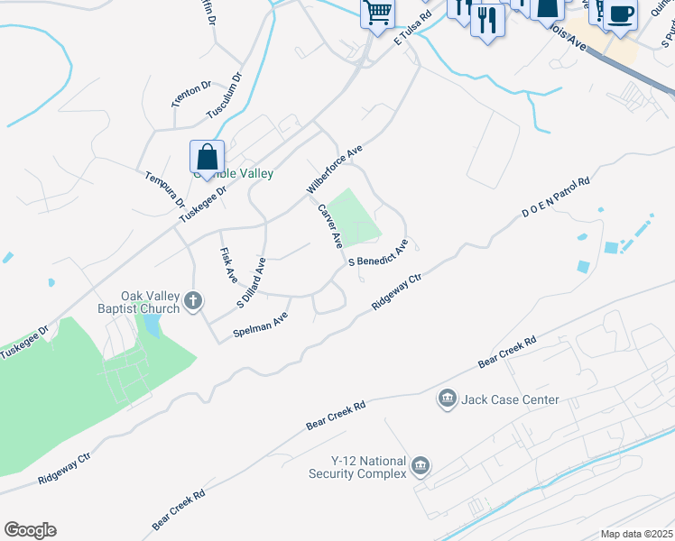 map of restaurants, bars, coffee shops, grocery stores, and more near 242 South Benedict Avenue in Oak Ridge