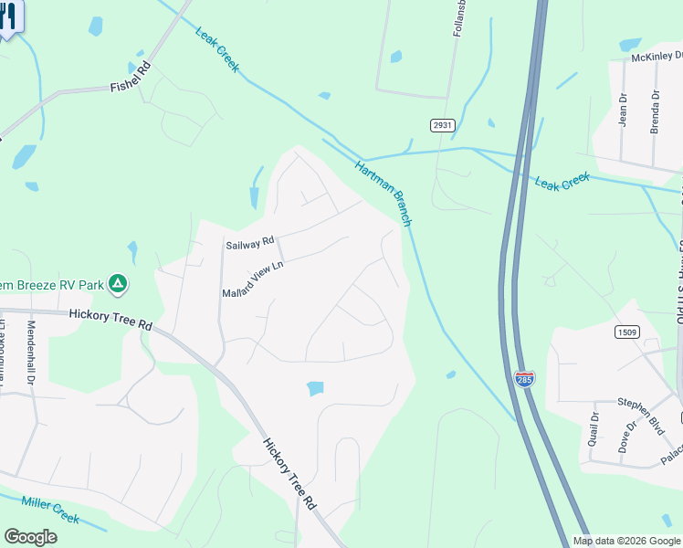 map of restaurants, bars, coffee shops, grocery stores, and more near 395 Bald Cypress Drive in Winston-Salem