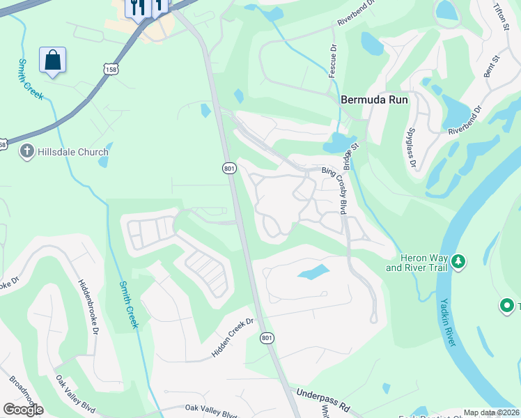 map of restaurants, bars, coffee shops, grocery stores, and more near 5414-5400,5409-5401 Gilbert Drive in Bermuda Run