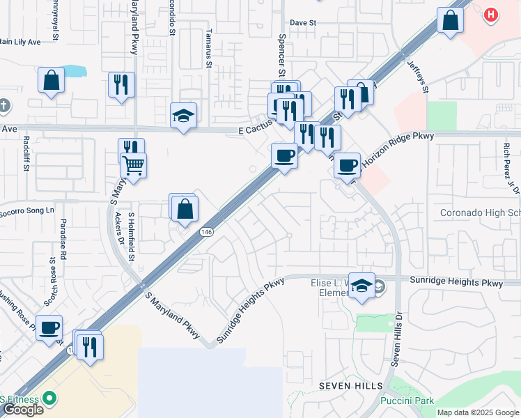 map of restaurants, bars, coffee shops, grocery stores, and more near 3248 Rowan Brook Avenue in Henderson