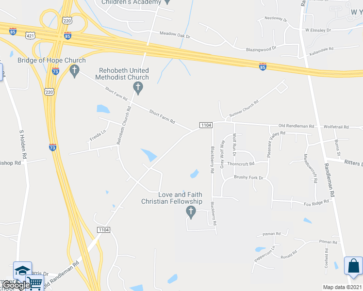 map of restaurants, bars, coffee shops, grocery stores, and more near 4609 Old Randleman Road in Greensboro