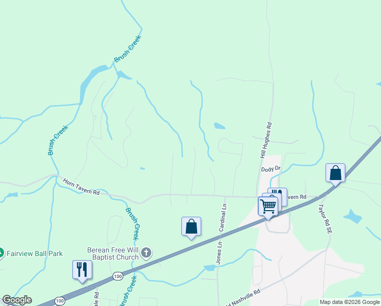 map of restaurants, bars, coffee shops, grocery stores, and more near 7323 Horn Tavern Court in Fairview