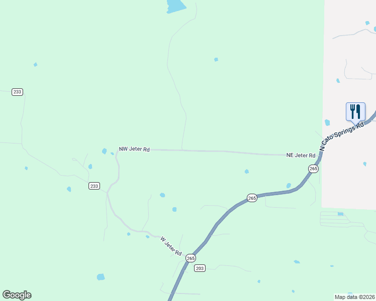 map of restaurants, bars, coffee shops, grocery stores, and more near 10580-10598 Northwest Jeter Road in Fayetteville