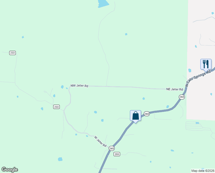 map of restaurants, bars, coffee shops, grocery stores, and more near 10580 Northwest Jeter Road in Fayetteville