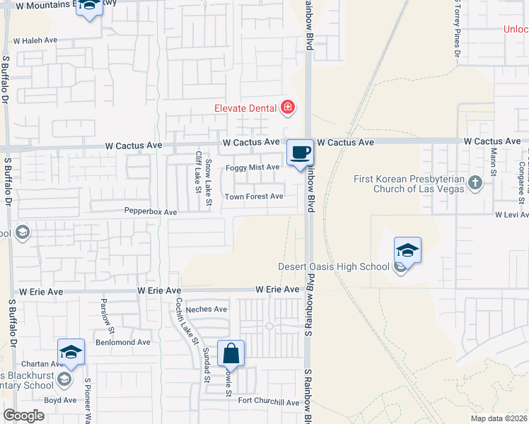 map of restaurants, bars, coffee shops, grocery stores, and more near 7050 Placid Lake Avenue in Las Vegas