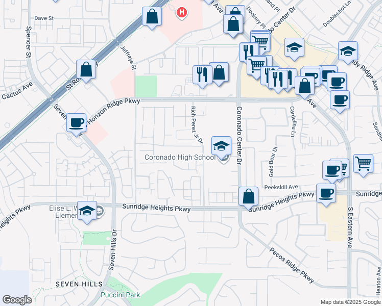 map of restaurants, bars, coffee shops, grocery stores, and more near 2902 Tremont Avenue in Henderson