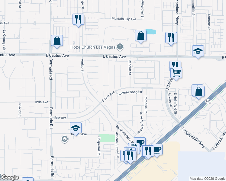 map of restaurants, bars, coffee shops, grocery stores, and more near 10699 Medicine Bow Street in Las Vegas