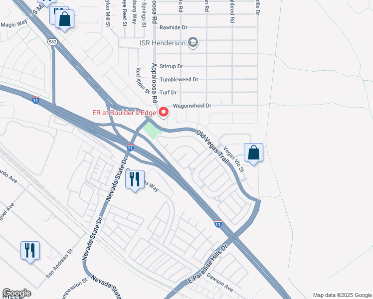 map of restaurants, bars, coffee shops, grocery stores, and more near 2438 Wrangler Walsh Lane in Henderson