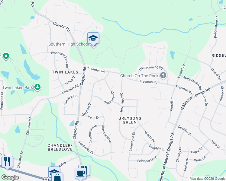 map of restaurants, bars, coffee shops, grocery stores, and more near 4 Wetherburn Place in Durham