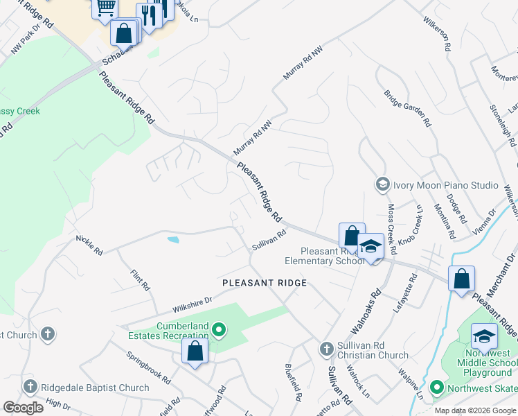 map of restaurants, bars, coffee shops, grocery stores, and more near 6200 Vandemere Drive in Knoxville