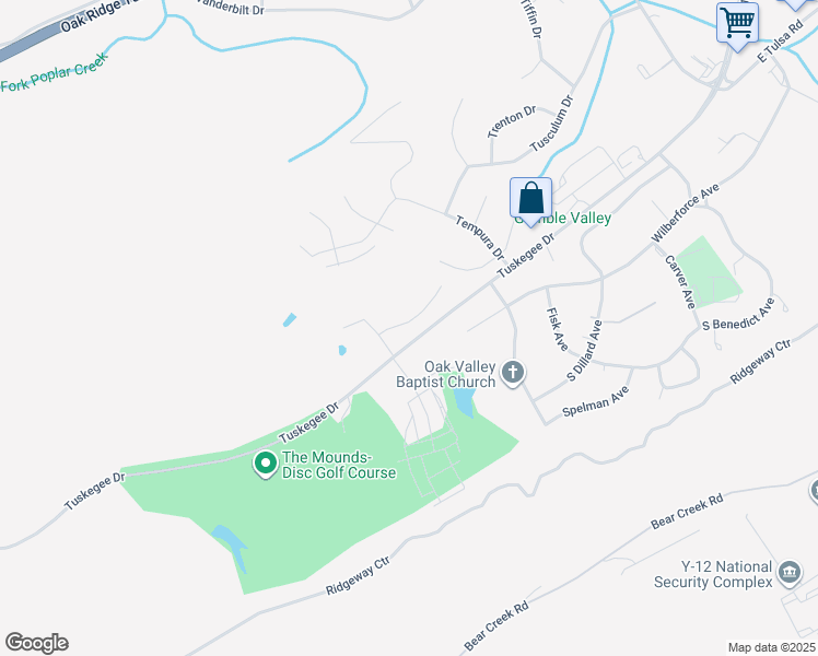 map of restaurants, bars, coffee shops, grocery stores, and more near 100 TeeJay Drive in Oak Ridge