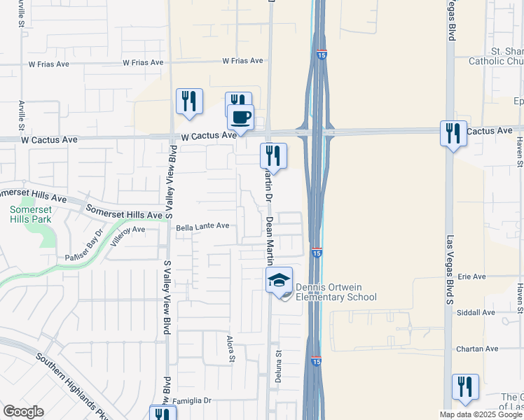 map of restaurants, bars, coffee shops, grocery stores, and more near 3196 Lake Como Avenue in Las Vegas
