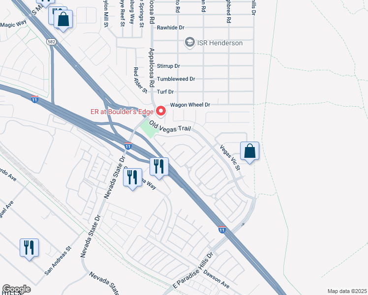 map of restaurants, bars, coffee shops, grocery stores, and more near 2449 Wrangler Walsh Lane in Henderson