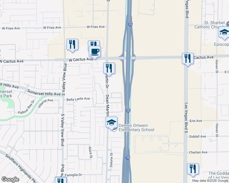 map of restaurants, bars, coffee shops, grocery stores, and more near 3058 Lake Como Avenue in Las Vegas
