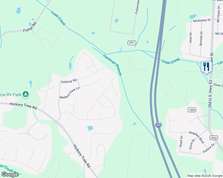 map of restaurants, bars, coffee shops, grocery stores, and more near 438 Bald Cypress Drive in Winston-Salem