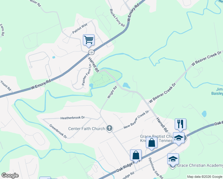 map of restaurants, bars, coffee shops, grocery stores, and more near 7127 Wright Road in Knoxville