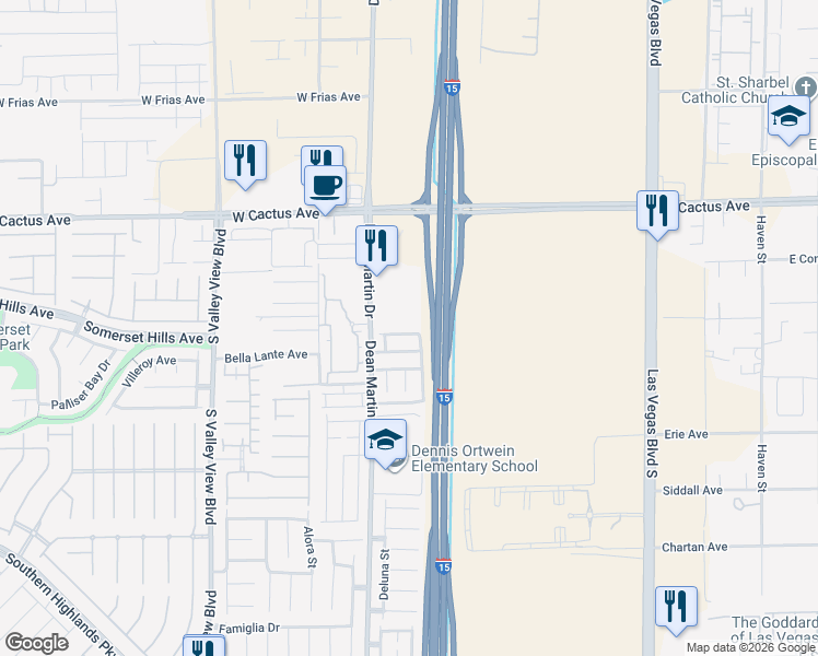 map of restaurants, bars, coffee shops, grocery stores, and more near 3058 Lake Como Avenue in Las Vegas